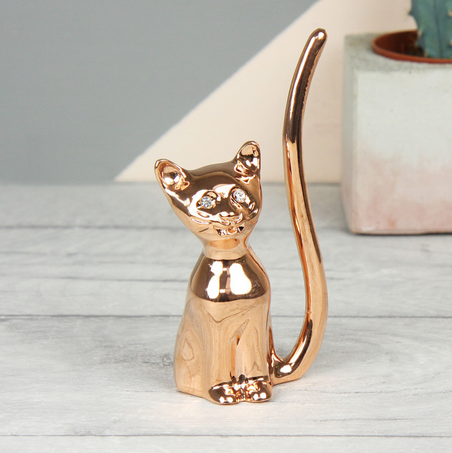  Rose  Gold  Cat  Ring Holder Jewellery Storage Lisa Angel